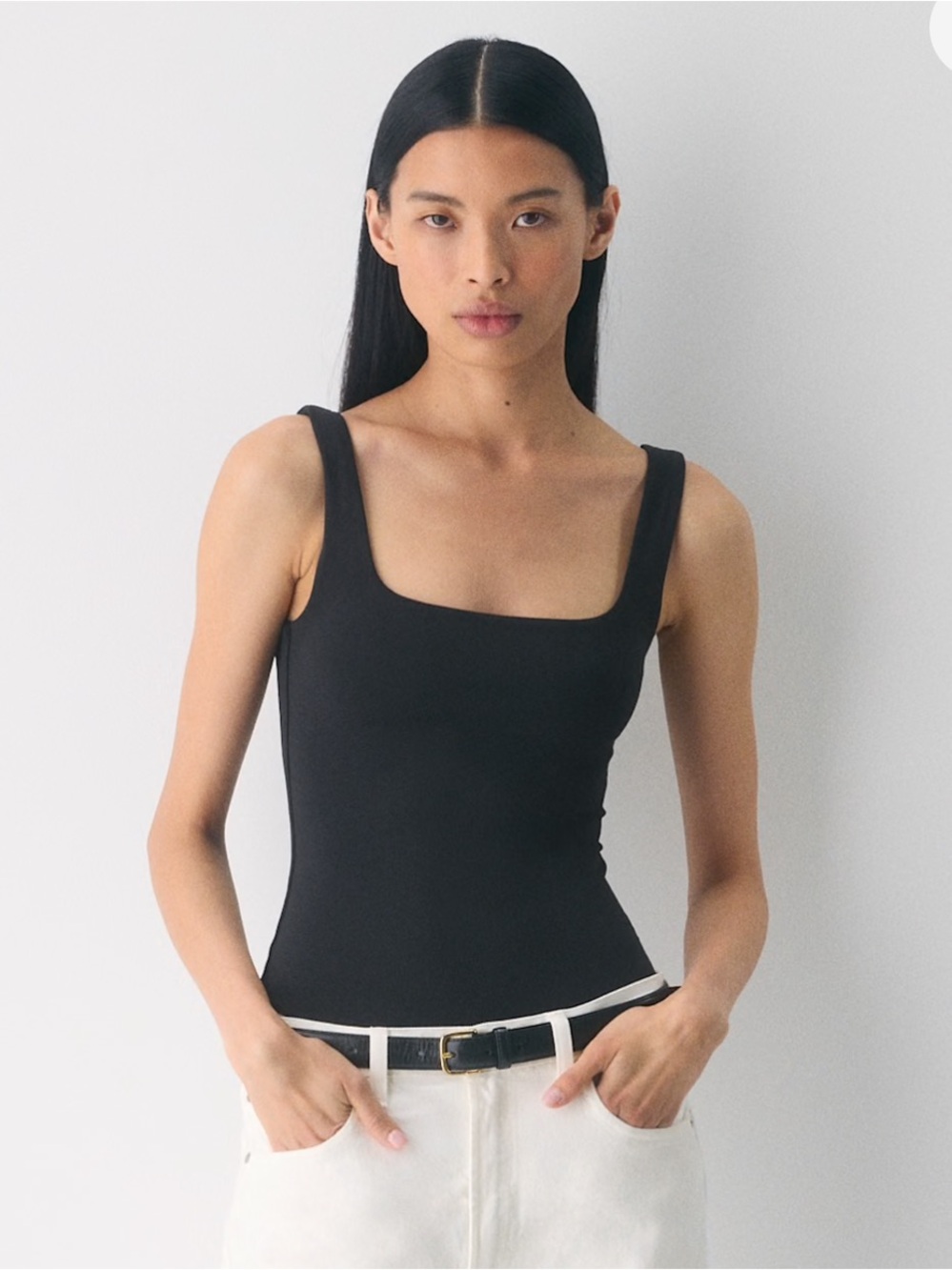 Aritzia Babaton Black Square Neck Bodysuit